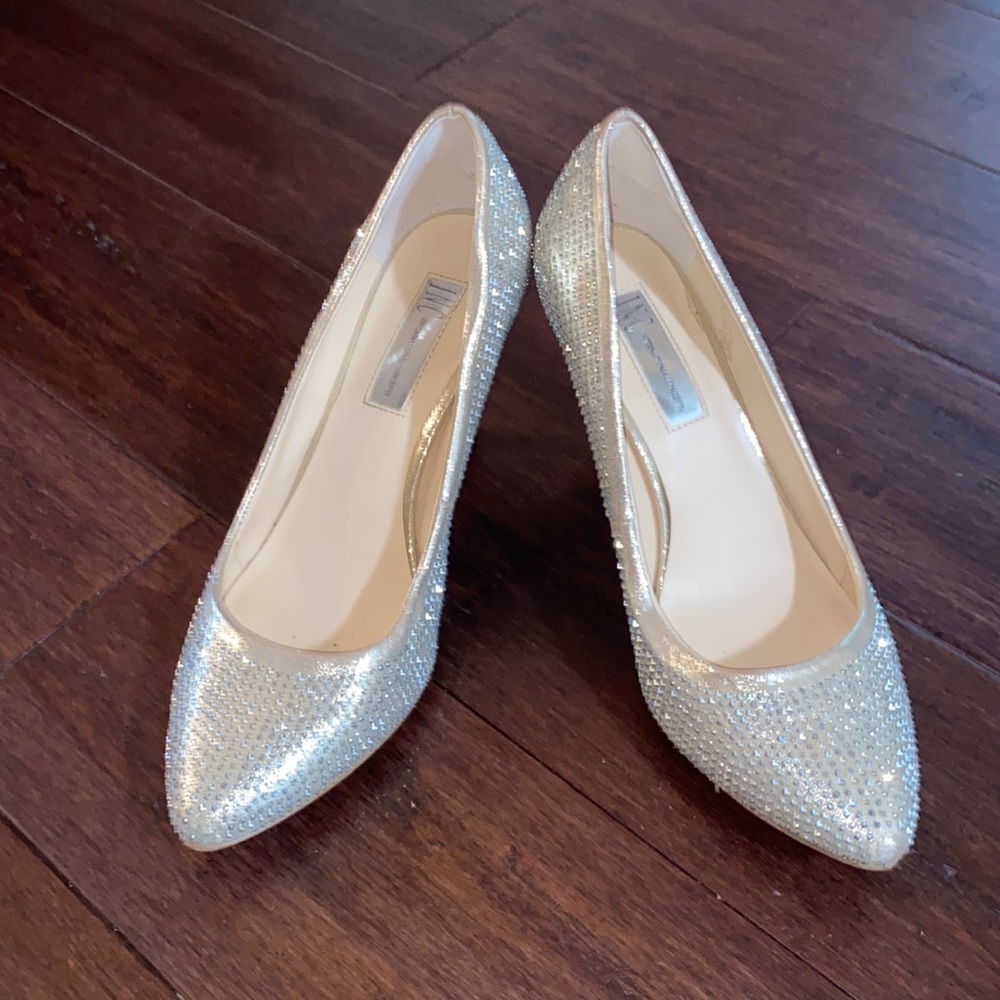 Inc silver sparkle high heels